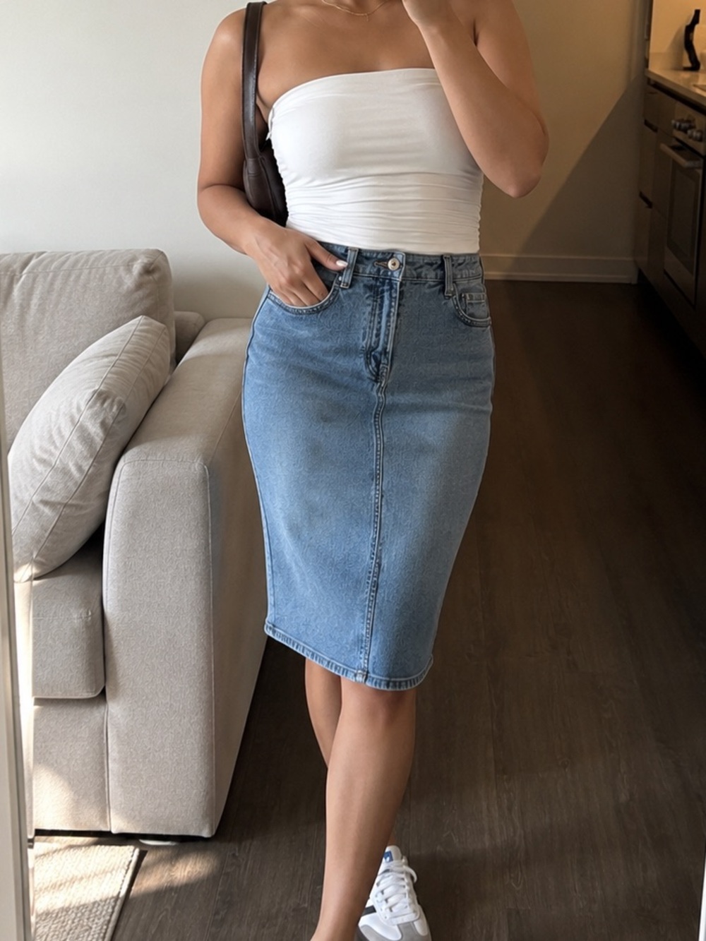 Parasuco Y2K Classic Light Blue Denim Pencil Skirt - Women's Casual Streetwear